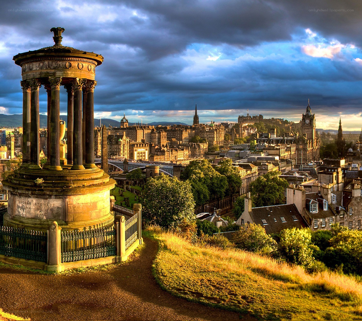Edinburgh cityscape at sunset
