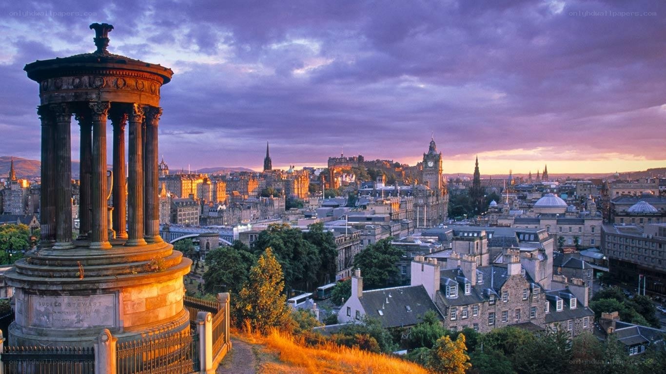 Edinburgh cityscape at sunset