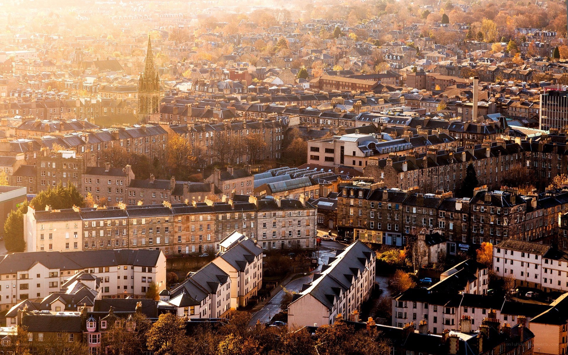 Edinburgh cityscape at sunset