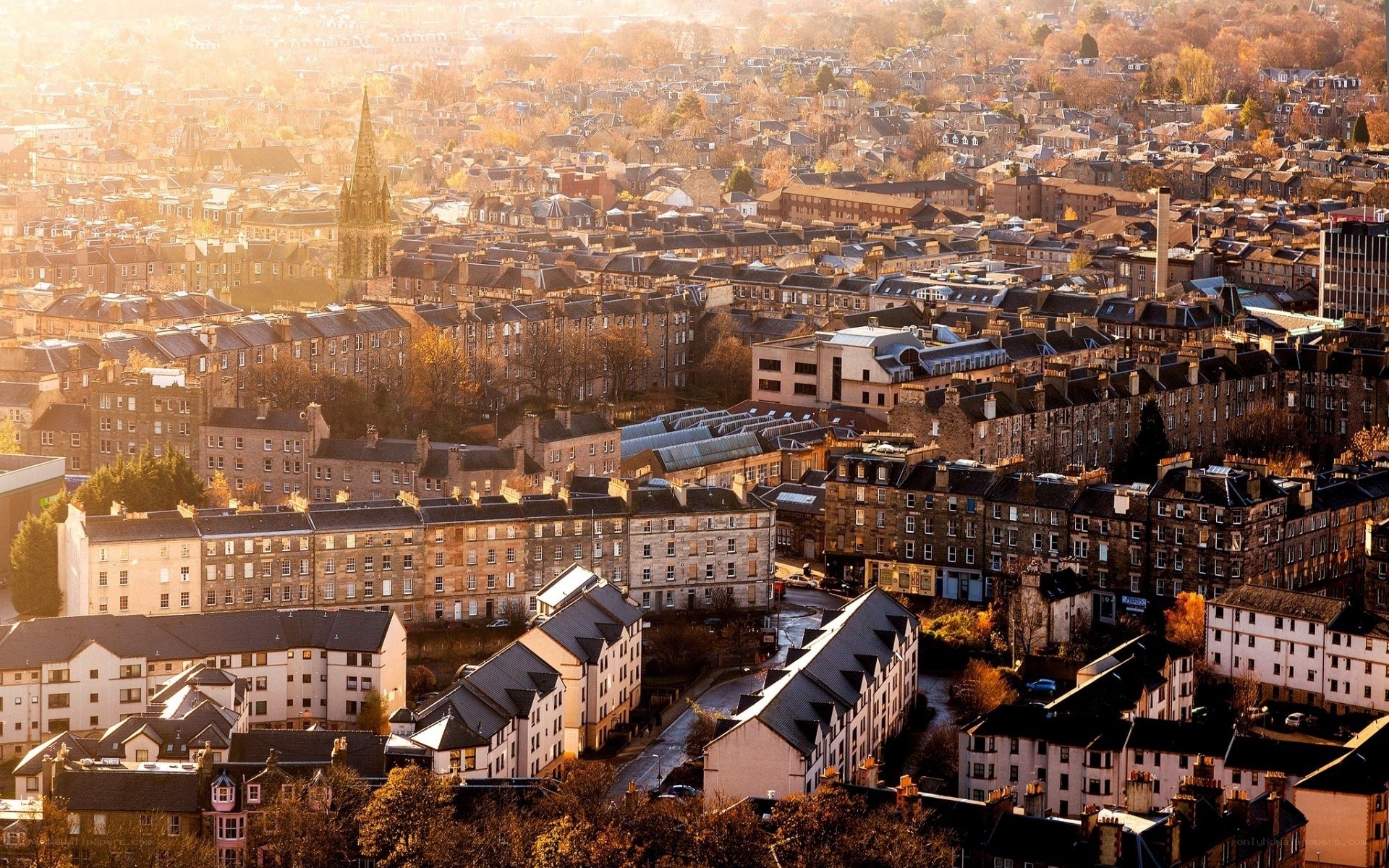 Edinburgh cityscape at sunset