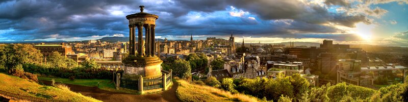 Edinburgh cityscape at sunset
