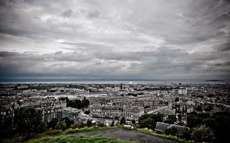 Edinburgh cityscape under cloudy sky