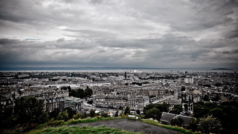 Edinburgh cityscape under cloudy sky