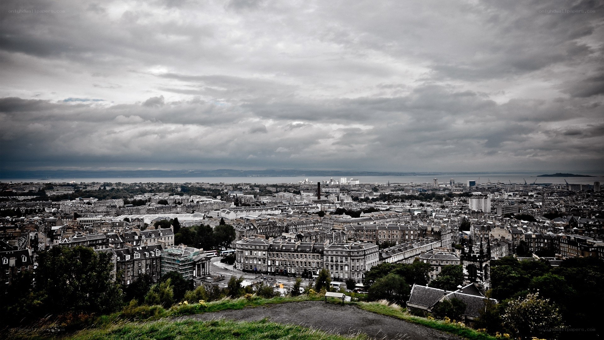 Edinburgh cityscape under cloudy sky