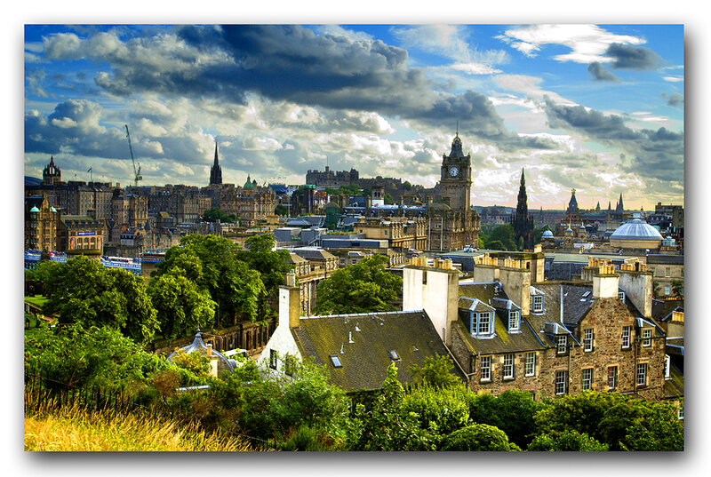 Edinburgh cityscape with castle