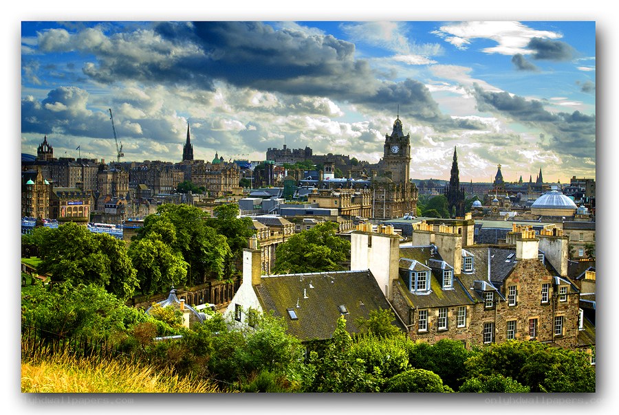 Edinburgh cityscape with castle