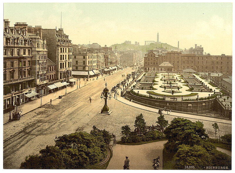 Edinburgh cityscape with gardens