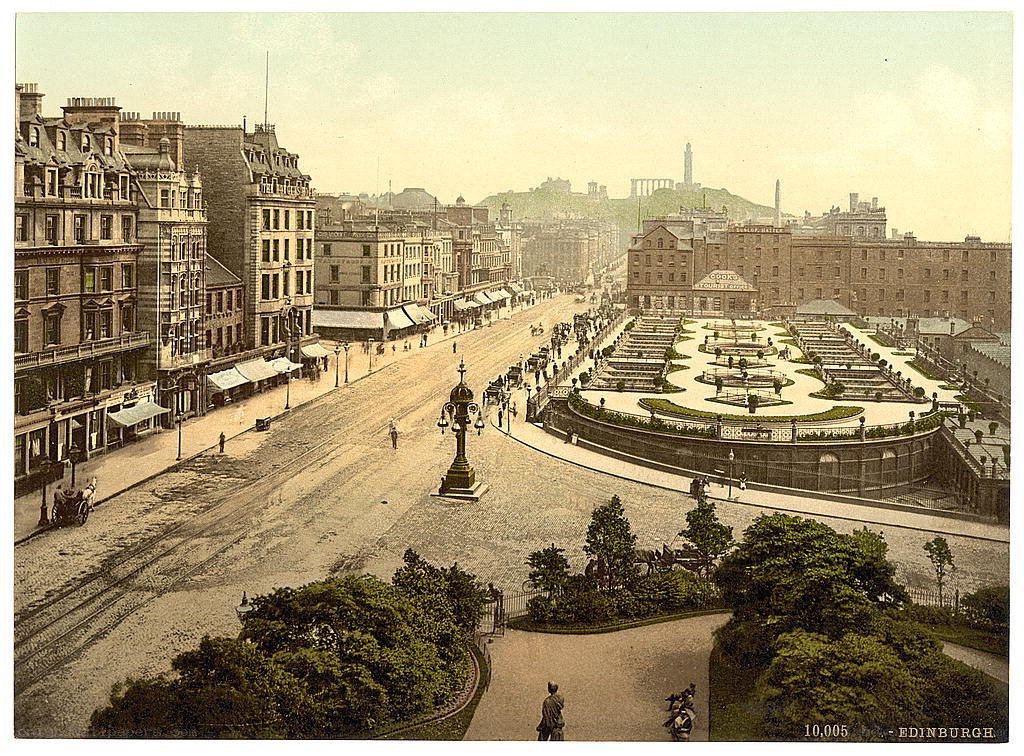 Edinburgh cityscape with gardens