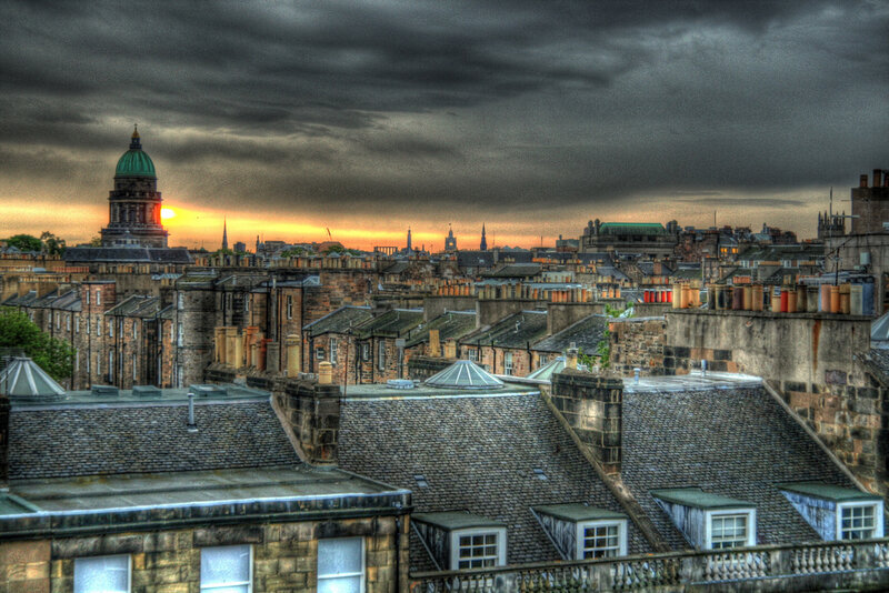 Edinburgh rooftops at sunset