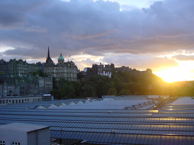 Edinburgh skyline at sunset