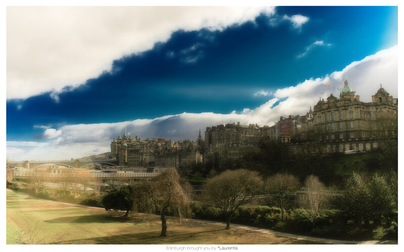 Edinburgh skyline with dramatic clouds