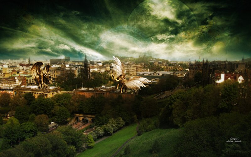 Edinburgh with mythical creatures