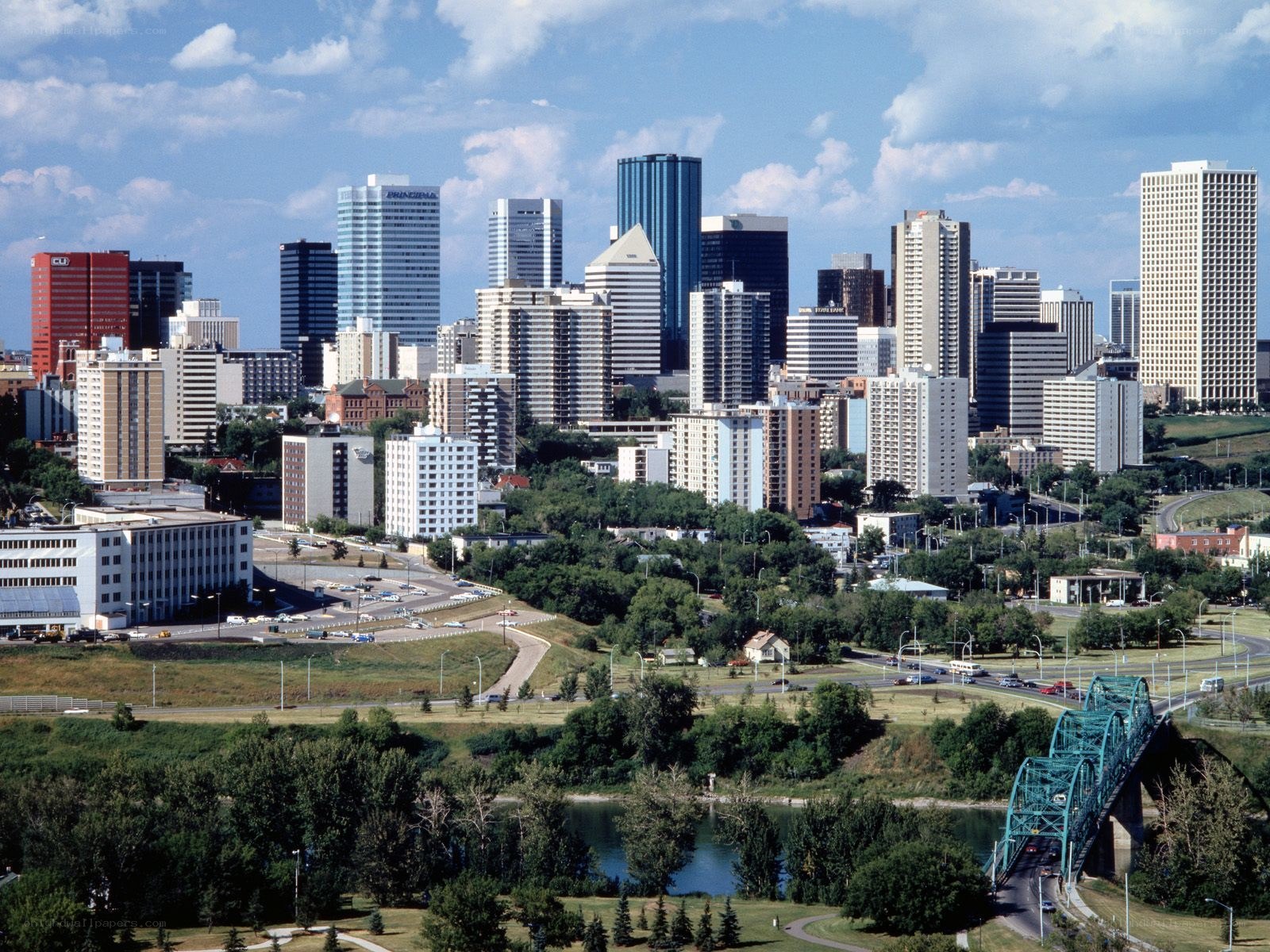 Edmonton skyline with river and bridge