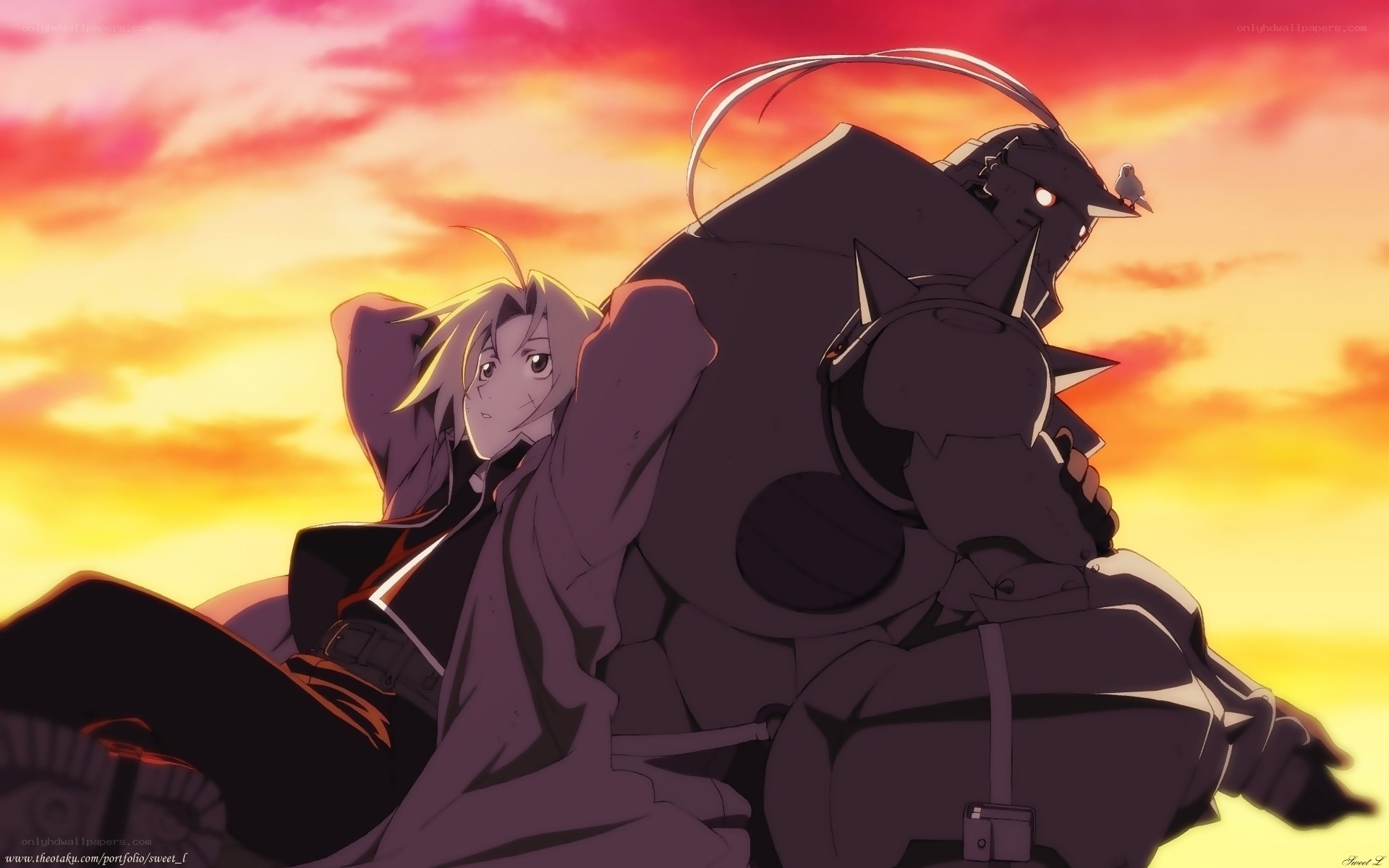 Edward and Alphonse at sunset