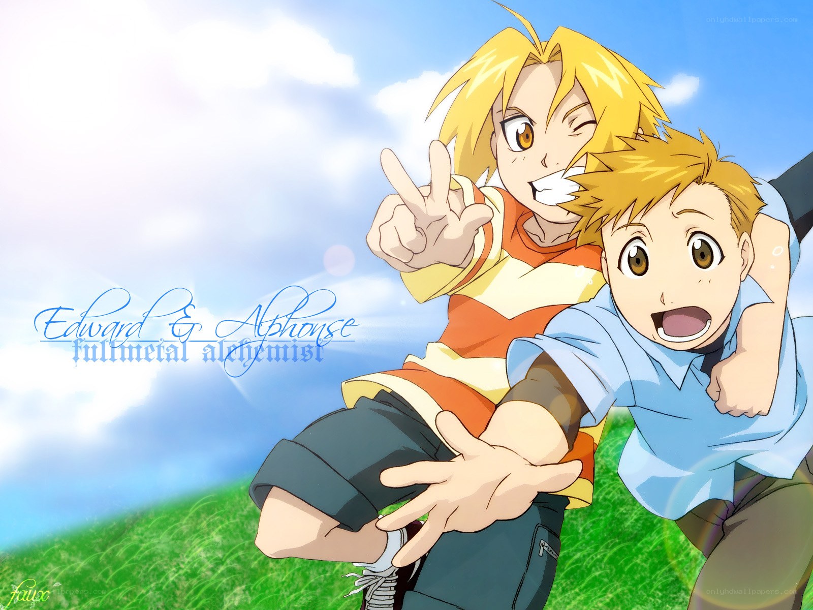 Edward and Alphonse in a field