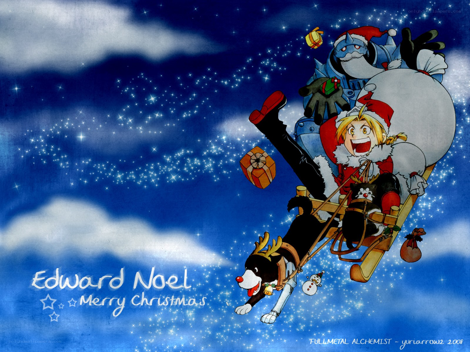 Edward and Alphonse on a sleigh