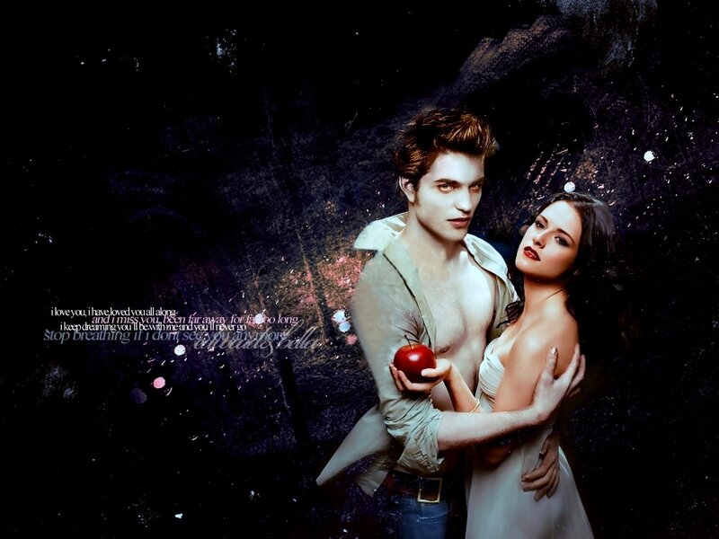 Edward and Bella in a romantic scene
