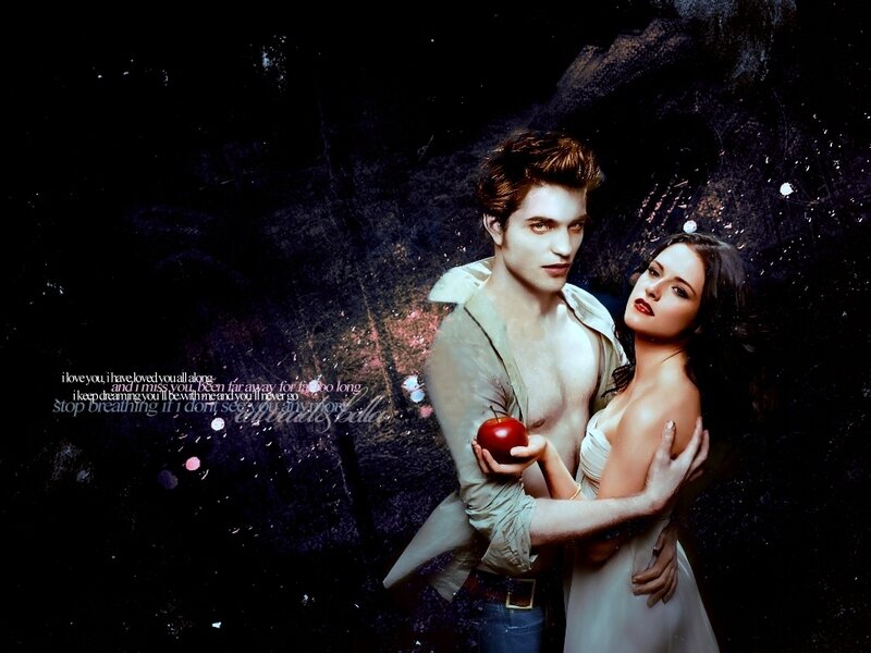 Edward and Bella with an apple