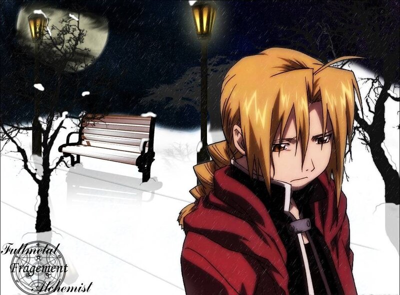 Edward Elric in a snowy park