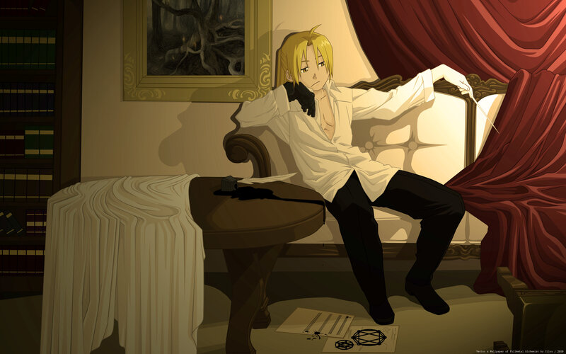 Edward Elric in a study