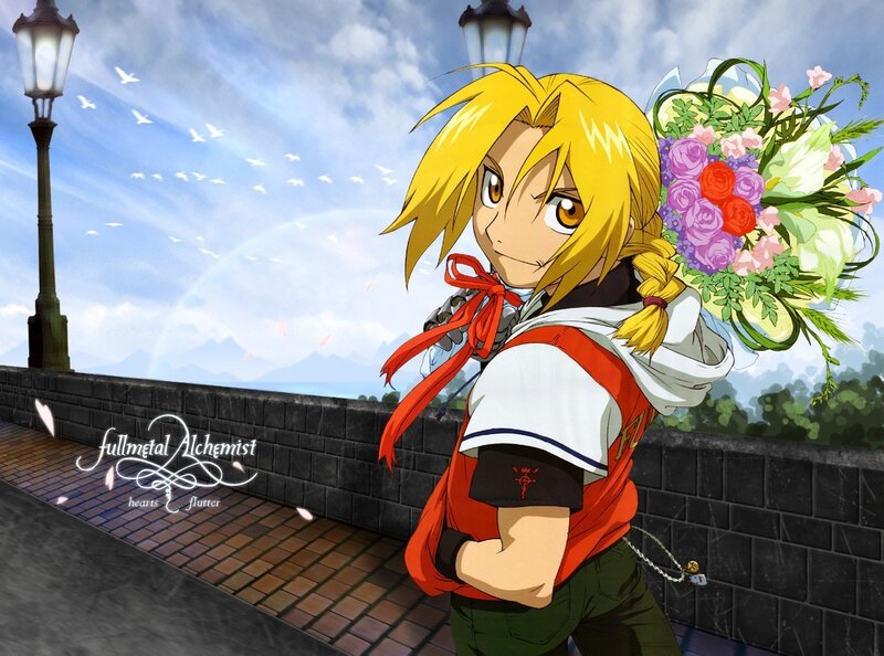 Edward Elric with flowers
