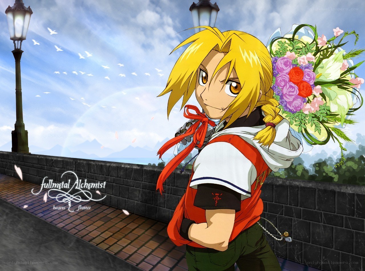 Edward Elric with flowers