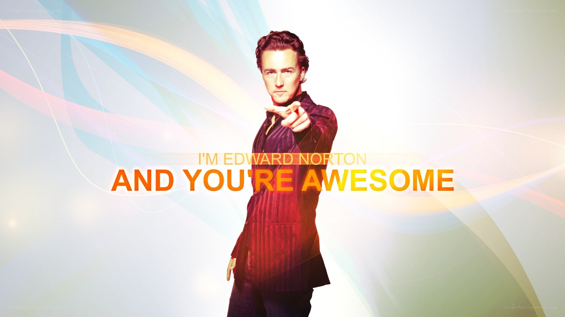 Edward Norton points at viewer