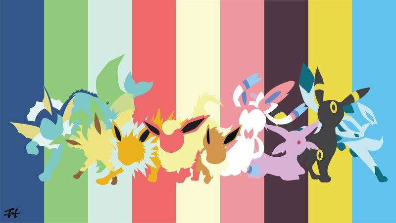 Eevee and Its Evolutions — Blue, Colorful