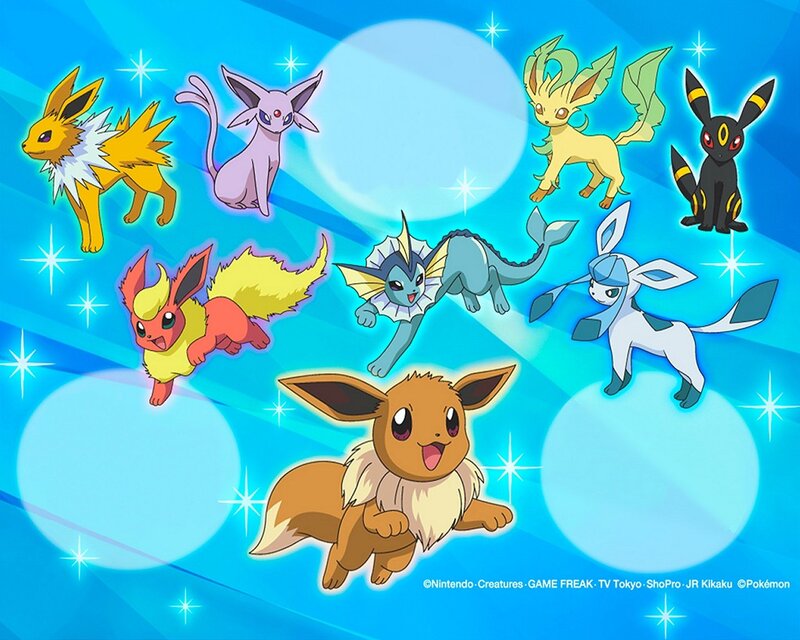 Eevee and Its Evolutions — Blue, Playful, Anime