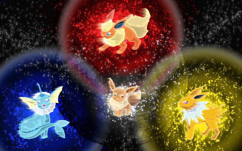 Eevee and Its Evolutions — Red, Dramatic