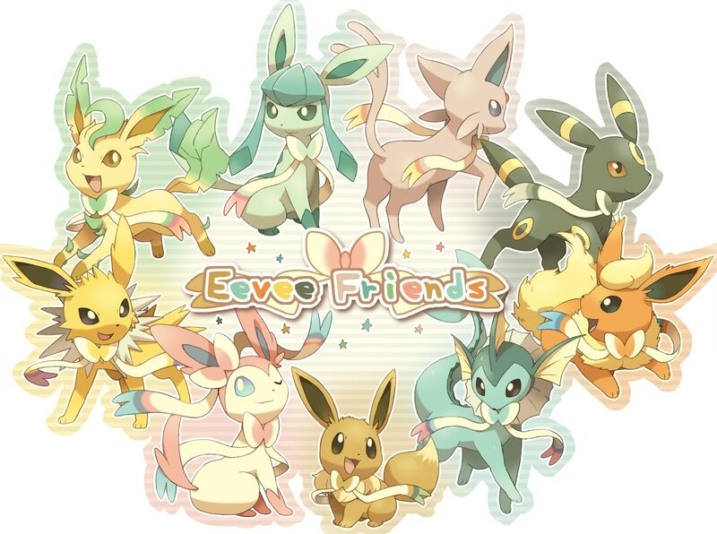 Eevee and Its Evolutions — Yellow, Playful, Anime, Text, Stars