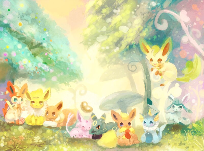 Eevee and Its Evolutions — Yellow, Serene, Morning