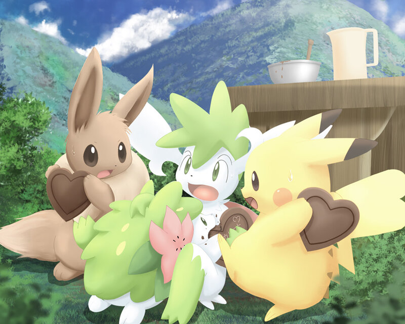 Eevee and Pikachu — Green