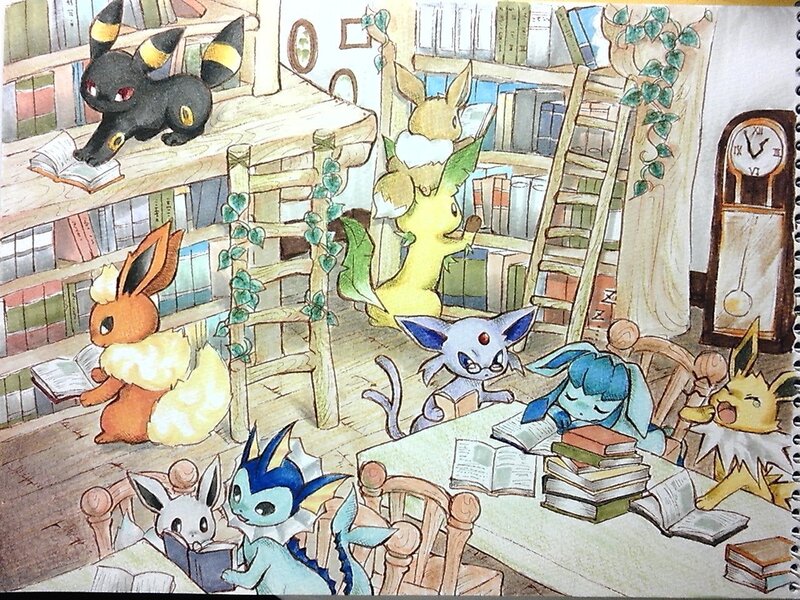 Eevee evolutions in a library