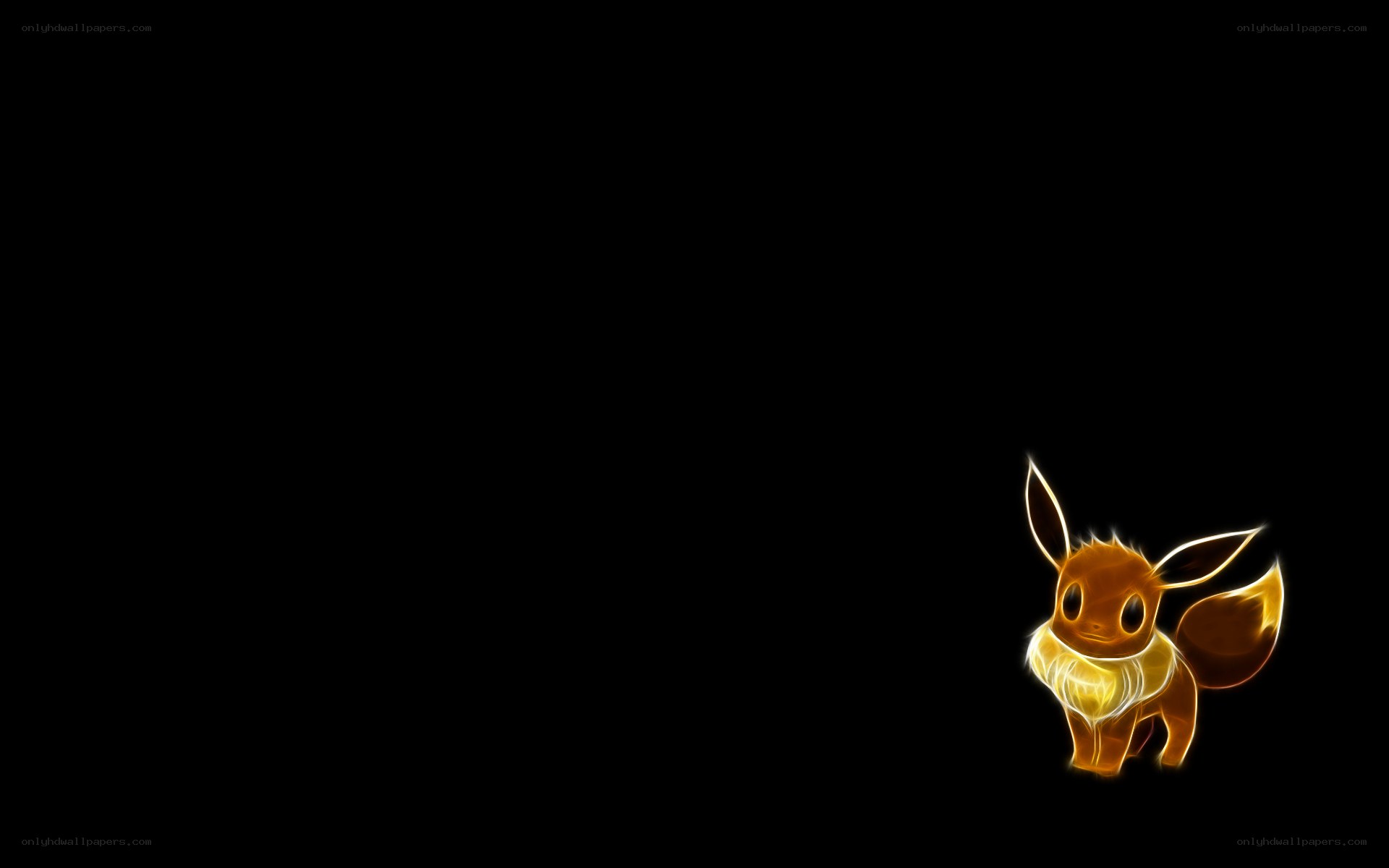 Eevee glowing on black