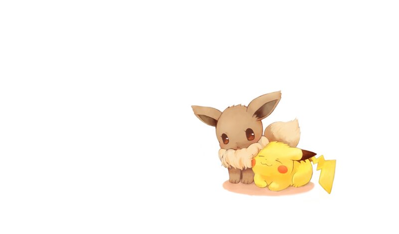 Eevee Hugging Pikachu