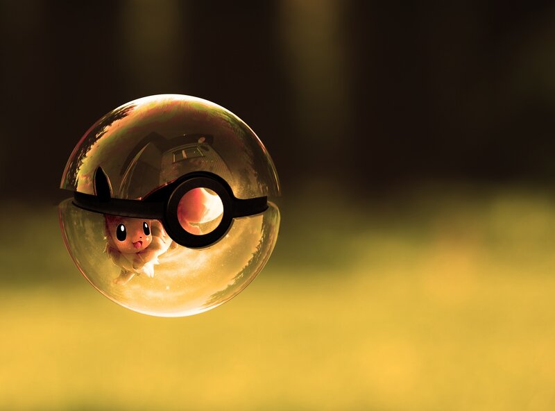 Eevee in a Poké Ball — Yellow, Dramatic