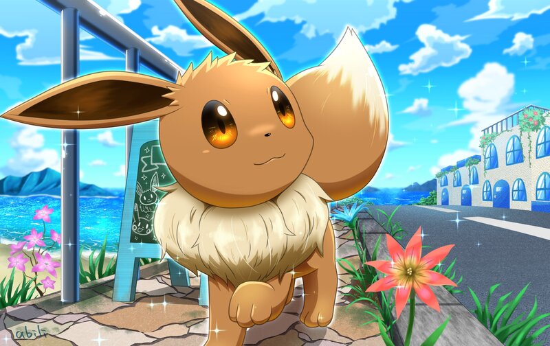 Eevee on a Sidewalk