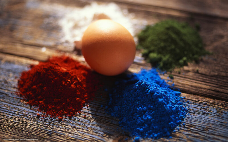 Egg and Colored Powders — Red, Dramatic