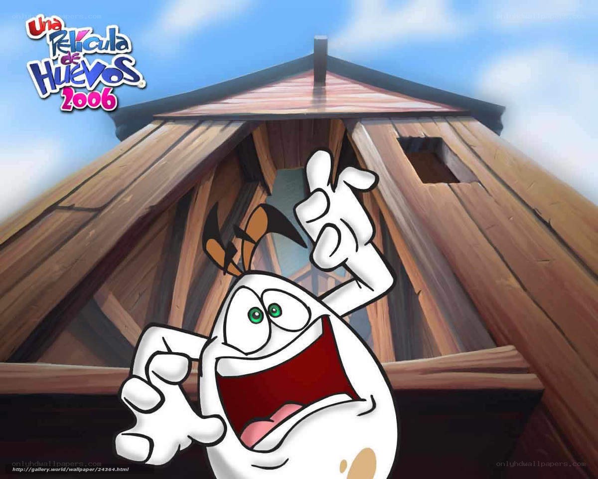 Egg character in barn
