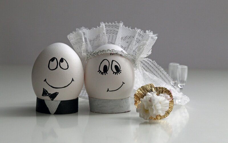 Egg couple wedding scene