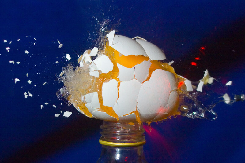 egg exploding on bottle