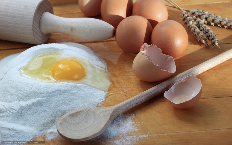 Egg in Flour Pile
