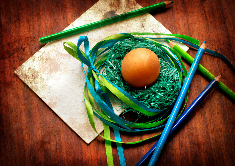 Egg in Nest with Ribbons