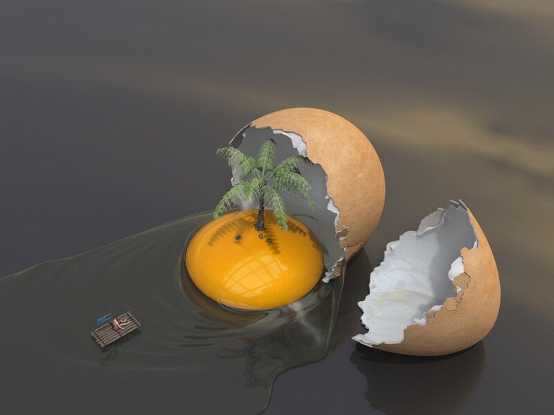 Egg Island with Palm Tree