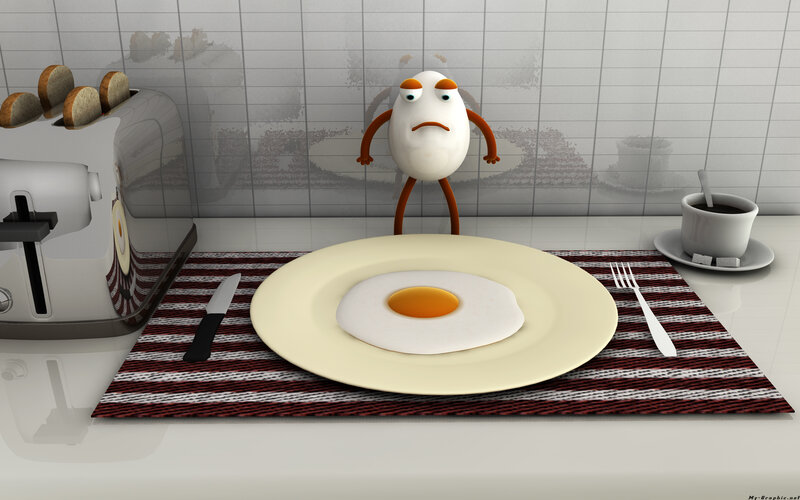 Egg-shaped Character on Plate