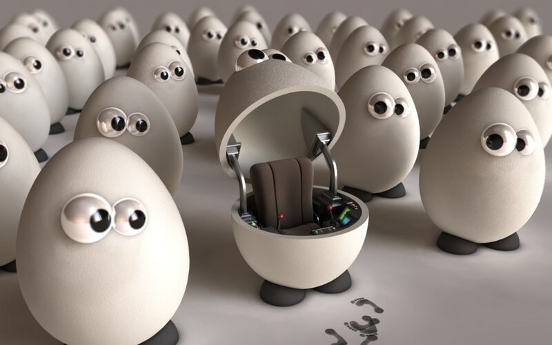 Egg-shaped robots with eyes