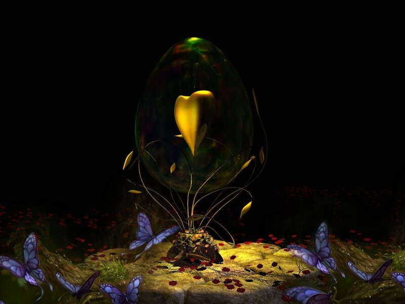 Egg with heart and butterflies
