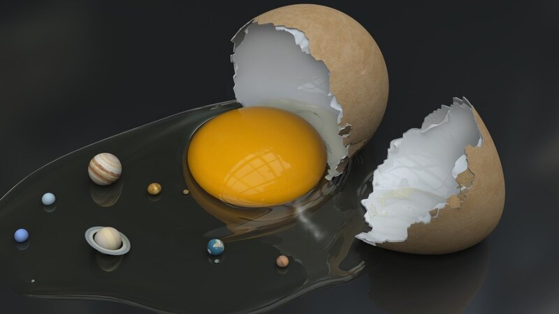 Egg with Planets — Yellow