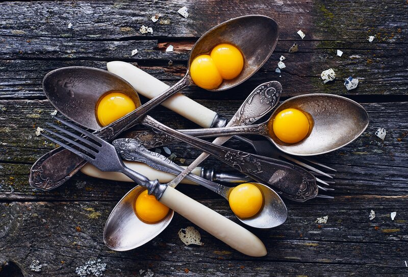 Egg Yolks in Spoons